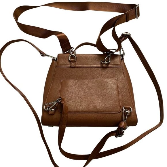 LAMBERT ELIE BROWN HAZELNUT FAUX LEATHER CONVERTIBLE BACKPACK SHOULDER BAG - OS - Picture 2 of 7